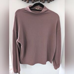Women's Taupe Mock Neck Long Sleeve
